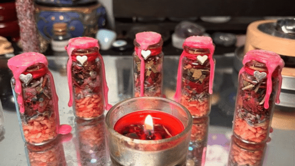 Love attraction spell jars